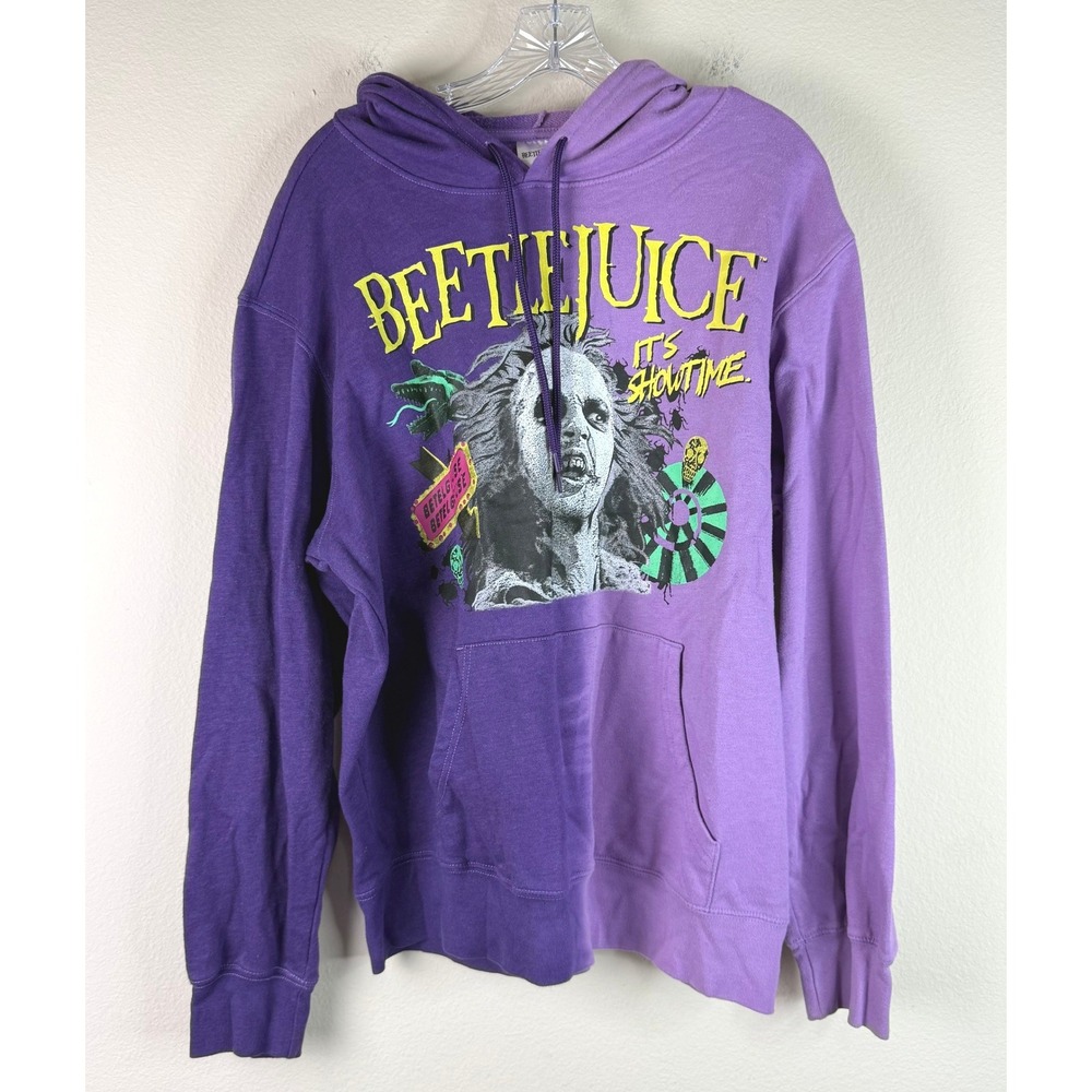 Mad Engine Hoodie and Shorts Set Unisex Large Beetlejuice Split Purple Horror